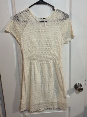 Free People Ivory Lace Short Sleeve Skater Graduation Dress